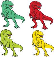 cuatro diferente de colores t - rex dinosaurios vector. vector