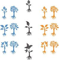 varios tipos de arboles y plantas vector. vector