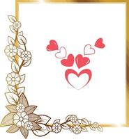 A frame with hearts and flowers on a white background. vector