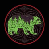 A bear with trees and forest in the background. vector