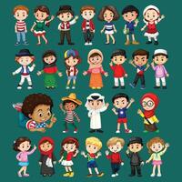 niños de diferente nacionalidades y culturas vector