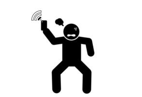 stick figure vector illustration looking for wifi signal, no wifi signal