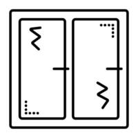 Broken window with cracks, black line vector icon