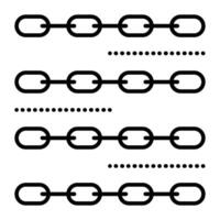 Metal chain, sequence of actions, stages of work, business progress, black line vector icon