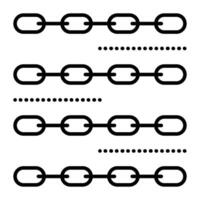 Metal chain, sequence of actions, stages of work, business progress, black line vector icon