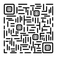 Example of QR code, black line vector icon, mobile scanner identification pictogram