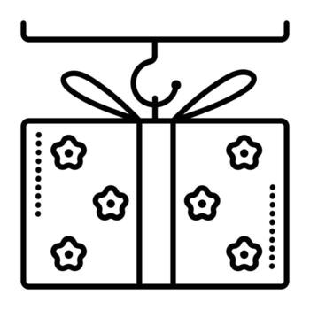 envío de bienes, negro línea vector icono, levantamiento un carga pictograma, enviando un regalo firmar