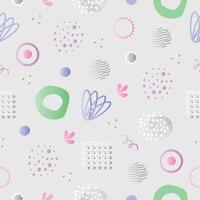 Quiet y2k seamless pattern, grey background with colorful gradient geometric shapes vector