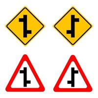 Staggered intersection sign. Vector design.