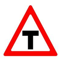 T intersection sign. Vector design.