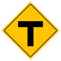 T intersection sign. Vector design.