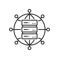 Network server, database cloud storage line icon vector