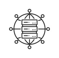 Network server, database cloud storage line icon vector