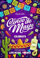 Cinco de mayo holiday flyer, Mexican fiesta banner vector