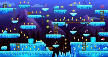 Arcade north pole world game level map interface vector