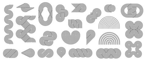 Geometric line Zen arch patterns, stroke figures vector