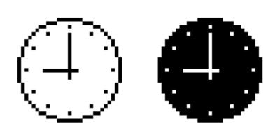 pixel art clock icon set vector