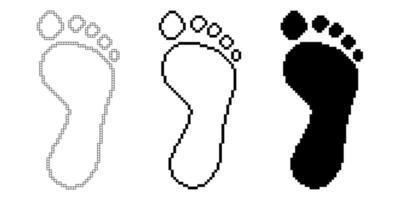 pixel art footprint icon set isolated on white background vector