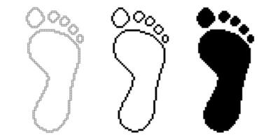 pixel art footprint icon set isolated on white background vector