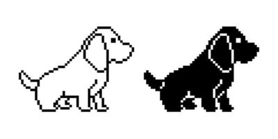 side view pixel art dog icon vector