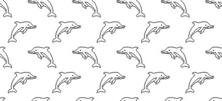 pixel art dolphin seamless pattern vector