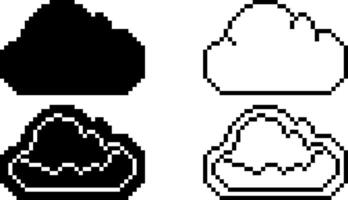 pixel art cloud flat icon set vector