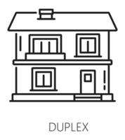 Real estate icon, duplex house line pictogram vector