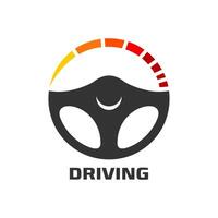 Drive steering wheel icon, tech and safe drive vector