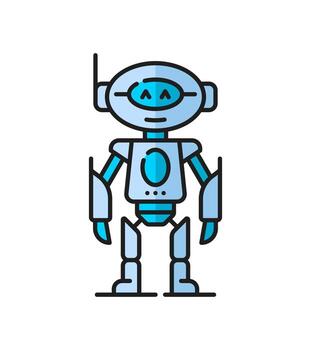 Robot, futuristic droid, virtual bot line icon vector