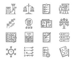 Planning icons, project, goal and management signs vector