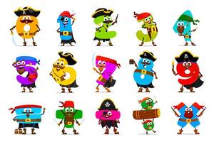 Cartoon funny number pirate or corsair characters vector