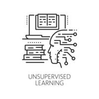 Machine unsupervised learning thin line icon vector