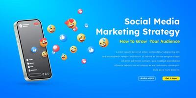 social media emoji banner marketing seo illustration vector