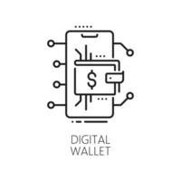 Blockchain digital wallet fintech line icon vector