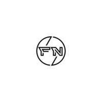 FN bold line concept in circle initial logo design in black isolated vector