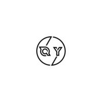 QY bold line concept in circle initial logo design in black isolated vector