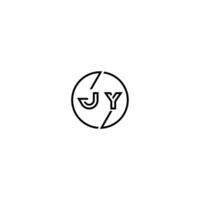 JY bold line concept in circle initial logo design in black isolated vector