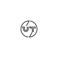 UT bold line concept in circle initial logo design in black isolated vector