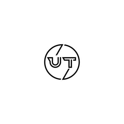UT bold line concept in circle initial logo design in black isolated