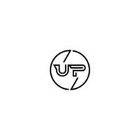 UP bold line concept in circle initial logo design in black isolated vector