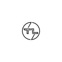 TL bold line concept in circle initial logo design in black isolated vector