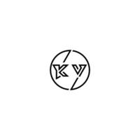 KV bold line concept in circle initial logo design in black isolated vector