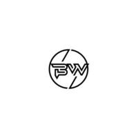 BW bold line concept in circle initial logo design in black isolated vector