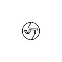 JT bold line concept in circle initial logo design in black isolated vector