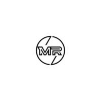 MR bold line concept in circle initial logo design in black isolated vector