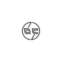 QC bold line concept in circle initial logo design in black isolated vector