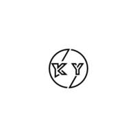 KY bold line concept in circle initial logo design in black isolated vector