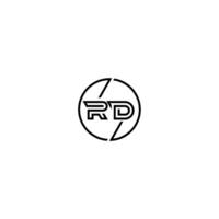 RD bold line concept in circle initial logo design in black isolated vector