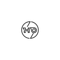 HO bold line concept in circle initial logo design in black isolated vector