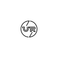 UR bold line concept in circle initial logo design in black isolated vector